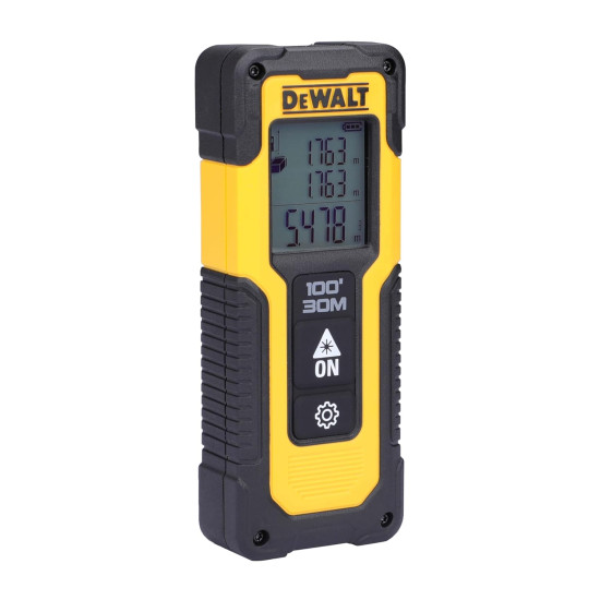 Dewalt Laser Distance Meter DWHT77100 (0.2 to 30 m Range, Laser Class 2, Measurement Tolerance: +/- 3 mm / 10 m, Length, Areas, Volume & Pythagoras Measurements, Easy Operation)