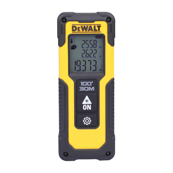 Dewalt Laser Distance Meter DWHT77100 (0.2 to 30 m Range, Laser Class 2, Measurement Tolerance: +/- 3 mm / 10 m, Length, Areas, Volume & Pythagoras Measurements, Easy Operation)