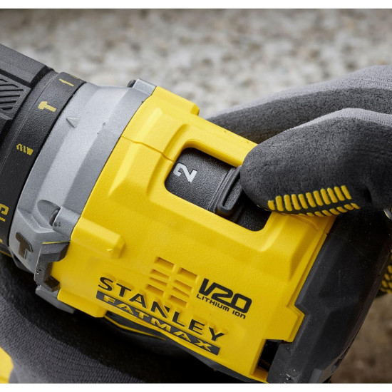 STANLEY FATMAX SBD715D2K-B1 20V 2.0Ah 13 mm Cordless Brushless Hammer Drill Machine With 2x2.0Ah Li-ion Batteries & 1pc Charger