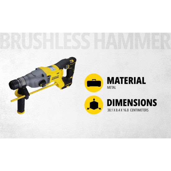 STANLEY FATMAX SBH900-B1 20V, Variable Speed Switch, 1500 RPM, 20 mm Cordless Brushless SDS Rotary Hammer (Bare Tool)