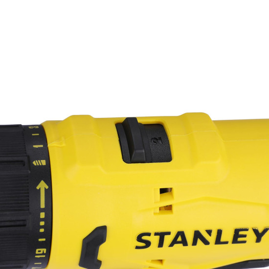 STANLEY SCD10D2K-IN(12 V) Brushed Cordless Drill Driver, 2x2Ah Batteries & 1.5A Charger, LED light, Variable Speed Trigger Switch, Forward/Reverse Button,10mm Chuck,Clutch Setting 20+3,1 Year Warranty