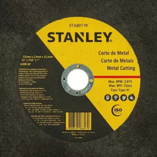 STA8011R-IN 355 x 3 x 25.4 MM Metal cutting WHEEL