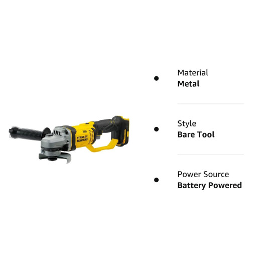 STANLEY FATMAX SCG400-B1 20V 2.0Ah 100mm Cordless Brushed Grinder for Mechanic, Tradesmen & Professional Use, Batteries Not Included, 2 Year Warranty, YELLOW & BLACK