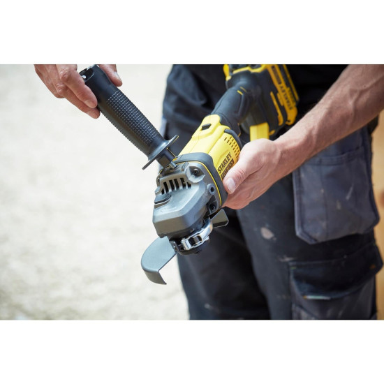 STANLEY FATMAX SCG400-B1 20V 2.0Ah 100mm Cordless Brushed Grinder for Mechanic, Tradesmen & Professional Use, Batteries Not Included, 2 Year Warranty, YELLOW & BLACK