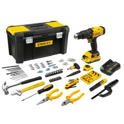 STANLEY SCD711C1H-B1 - SDH600KP 600W 13mm Corded Hammer Drill Machine & Hand Tool Kit for Home, DIY & Professional Use (120-Pieces) - Includes Hammer Drill, Hammer & Measuring Tape, 1 Year Warranty, YELLOW & BLACK
