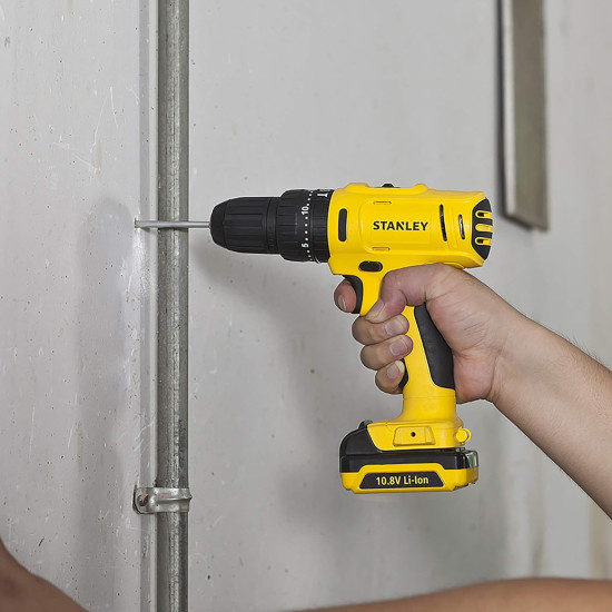 STANLEY SCH121S2-B1 10.8V Li-Ion Cordless Hammer Drill Driver w Battery Charger and Kitbox-2x1.5Ah Battery Included