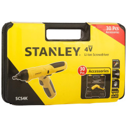 STANLEY SCS4K 4V 6.35mm 4.5Nm Li-ion Cordless Screwdriver with integrated LED and 30pc Accessories set-1.5Ah Battery