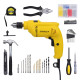 STANLEY SDH550KP 550W 10mm Corded Single Speed Hammer Drill Machine and Hand Tool Kit (120-Pieces) - Includes Hammer Drill, Measurement Tape, Drill Bits, Hammer, 1 Year Warranty, YELLOW & BLACK