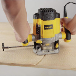 STANLEY SRR1200 Plunge Router 1200W 55mm Variable Speed With 6 Router Bits with Spindle-lock & Anti-static shoe coating, 1 Year Warranty, YELLOW & BLACK